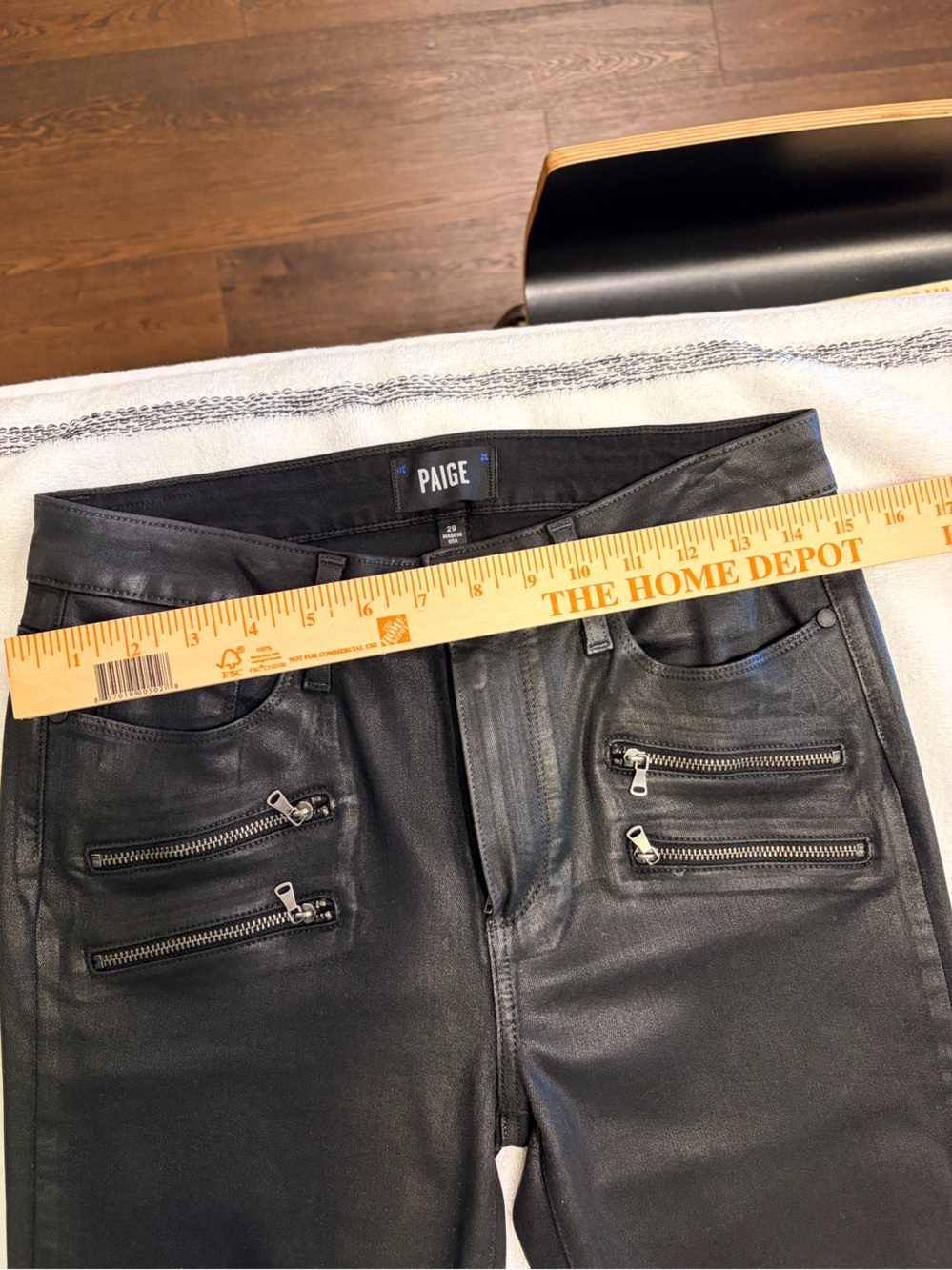 PAIGE High Rise Edgemont Skinny Stretch Jeans in Black Size 29 - Picture 4 of 8
